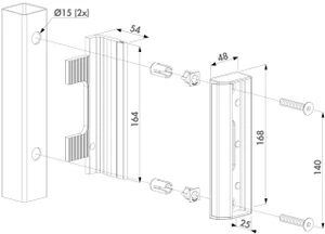 LOCINOX® SAKL QF2 nastaviteľná dorazová lišta pre krídlové bránky, pre profil 40 až 60 mm, voliteľná farba RAL - slide 2