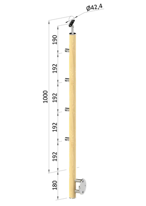 Dřevěný sloup, boční kotvení, 4řadový, průchozí, vnější - slide 0