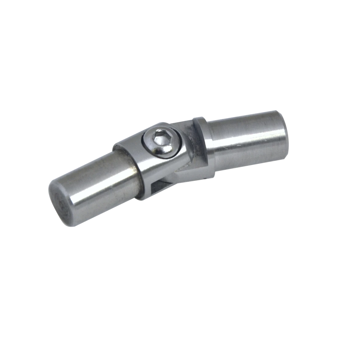 Spoj nastavitelný (0-100°) plný materiál, s kloubem, na trubku ø 12 mm, leštěná nerez / AISI304