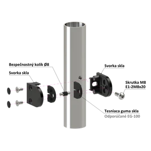Svorka skla na trubku ø 42.4mm, AISI304, barva: PVD - černá - slide 3