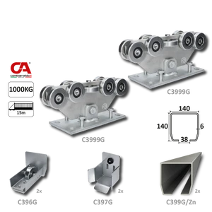 GRANDE-9 samonosný systém 140x140x6mm posuvnej brány do 1000kg/15m otvor (C399G/Zn 2x6m pozinkovaný profil, C3999G 2ks,C396G 2ks, C397G 2ks), intenzívna prevádzka - slide 0