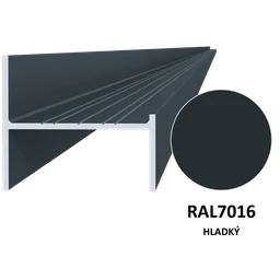 Hliníkový UT profil 50x44x6000 mm, materiál EN AW-6060 T66, hliník s povrchovou úpravou antracit RAL7016, cena za KUS