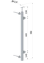 Nerezový sloup, boční kotvení, výplň: sklo, pravý, vrch pevný, (ø42.4x2 mm), broušená nerez K320 /AISI304