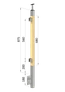 dřevěný sloup, boční kotvení, výplň: sklo, levý, vrch pevný (40x40mm), materiál: buk, broušený povrch bez nátěru