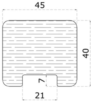Dřevěný profil (45x40 mm / L: 3000 mm), materiál: buk, broušený povrch bez nátěru, balení: PVC fólie, průběžný materiál - slide 1