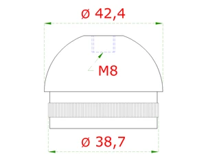 spodok držiaka madla ø 42.4mm, so závitom M8, brúsená nerez K320 /AISI304 - slide 1