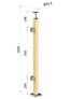 dřevěný sloup, vrchní kotvení, výplň: sklo, levý, vrch pevný (40x40mm), materiál: buk, broušený povrch bez nátěru