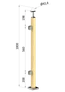 dřevěný sloup, vrchní kotvení, výplň: sklo, levý, vrch pevný (40x40mm), materiál: buk, broušený povrch bez nátěru