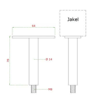 Držák madla pevný, plochý (78x64 mm) závit M8, broušená nerez K320 / AISI304 - slide 1