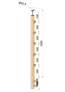 drevený stĺp, bočné kotvenie, 5 radový, priechodný, vnútorný, vrch pevný (40x40mm), materiál: buk, brúsený povrch bez náteru