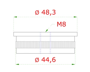 Spodek držáku madla, M8, ø48.3mm, broušená AISI304 - slide 1