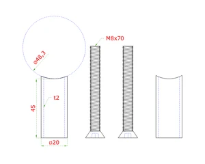 Přechod mezi sloupem ø 48,3mm a kotevní deskou, L:45mm - slide 1
