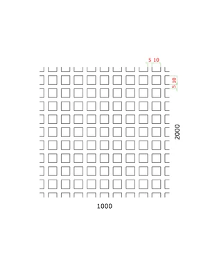 Děrovaný plech čtvercový řadový Fe, otvor: 10x10 mm, rozteč: 15 mm, (1000x2000x1,5 mm) - slide 1