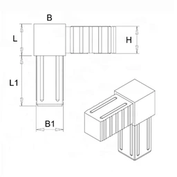 Plastová spojka - rohový kus vhodný do profilu veľkosti 20x20x1.5 mm