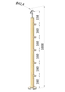 dřevěný sloup, vrchní kotvení, 5 řadový, průchozí, vrch nastavitelný (ø 42mm), materiál: buk, broušený povrch s nátěrem BORI (bezbarvý)