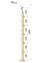 dřevěný sloup, vrchní kotvení, 5 řadový, průchozí, vrch nastavitelný (ø 42mm), materiál: buk, broušený povrch s nátěrem BORI (bezbarvý)