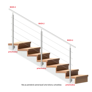 Nerezový sloup, boční kotvení, 4 řadový průchodný, vnitřní, vrch pevný (ø 42,4x2 mm), broušená nerez K320 / AISI316 - slide 1