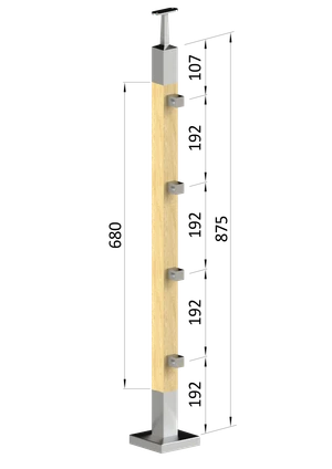 Dřevěný sloup, vrchní kotvení, průchozí, 4řadový - slide 0