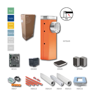 KIT - automatická závora do 7 m (motor 24 V, 150 W, 300 Nm ) s řídící elektronikou BCU1 (XBA3R10), 1x XBA16, 1x XBA15, 1x XBA14, 1x XBA9, 2x XBA13, 1x OXIBD, 1x ON2E, 1pár EPMB, 1x XBA7 - slide 0