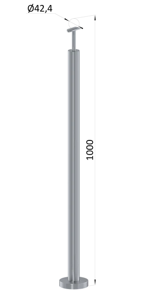 nerezový stĺp, vrchné kotvenie, bez výplne, vrch pevný (ø 42.4x2mm), brúsená nerez K320 /AISI316 - slide 0
