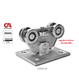 Nerezový vozík PICCOLO  do profilu (67x67mm) pre samonosné brány do 200kg/ otvor: 4.5m, nerez bez povrchovej úpravy /AISI304