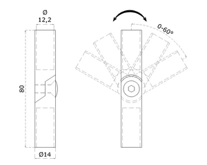 DOPREDAJ! Spoj nastaviteľný ø 12mm (0-60°) s kĺbom, brúsená nerez K320 /AISI316 - slide 1