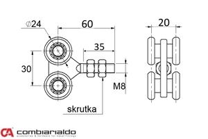 Vozík závěsný Combi Arialdo, 4 kladky nylonové - slide 1