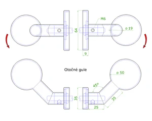 Koule ke klice s oválnou rozetou, otočná, bal.: 1 pár, broušená nerez K320 /AISI304 , spodní část nerez - slide 2