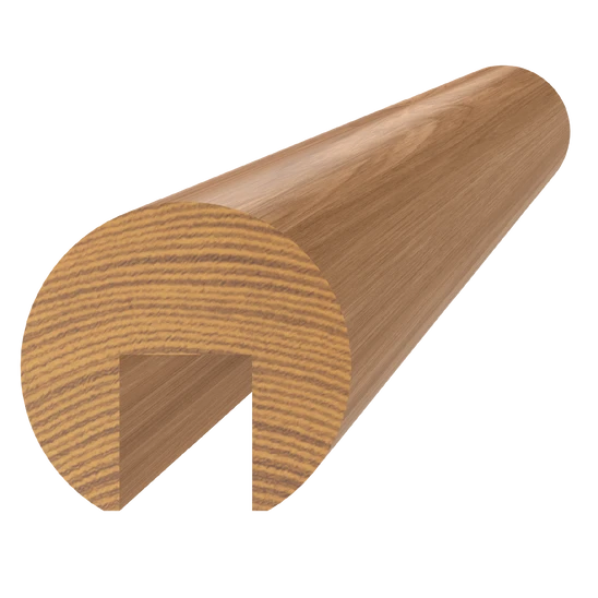 dřevěný profil (ø42mm /L:3000mm) s drážkou 17x20mm, materiál: duk, broušený povrch bez nátěru, balení: PVC fólie, necinkovaný materiál