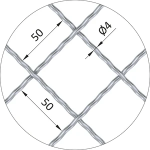 Žebírkové pletené síto - vzor Diamant, oko: 50x50mm, průměr pletiva ø4mm, rozměr 1000x2000mm, pozinkované - slide 1