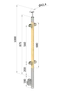 drevený stĺp, bočné kotvenie, výplň: sklo, priechodný, vrch pevný (ø 42mm), materiál: buk, brúsený povrch bez náteru