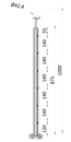 Nerezový sloup, vrchní kotvení, 6děrový, koncový