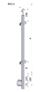 nerezový stĺp, bočné kotvenie, výplň: sklo, priechodný, vrch nastaviteľný (ø 42.4x2mm), leštená nerez /AISI304