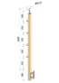 drevený stĺp, bočné kotvenie, 4 radový, priechodný, vonkajší, vrch nastaviteľný, (40x40mm), materiál: buk, brúsený povrch bez náteru