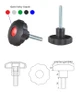 Aretační šroub, M6x38 mm, plastový; odolný vůči povětrnostním vlivům, ø-30 mm; H-10 mm, D-10 mm; h-10 mm, černý