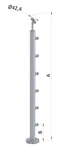 nerezový stĺp, vrchné kotvenie, 6 radový priechodný, vrch nastaviteľný (ø 42.4x2mm), brúsená nerez K320 /AISI316