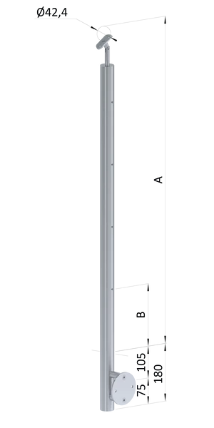 Nerezový stĺp, bočné kotvenie, 4 radový M6, vnútorný, vrch nastaviteľný - slide 0