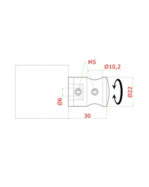 Držák tyče ø 10mm, plochý, broušená nerez AISI304 - slide 1