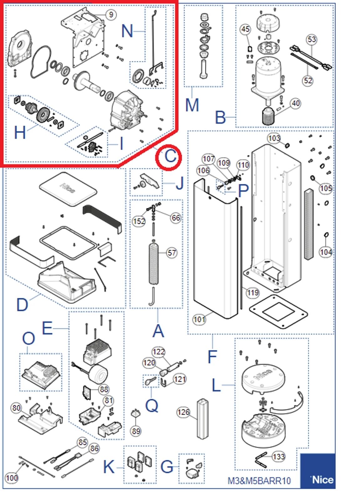 SPAMG279A00 kit převodovky pro M5BAR