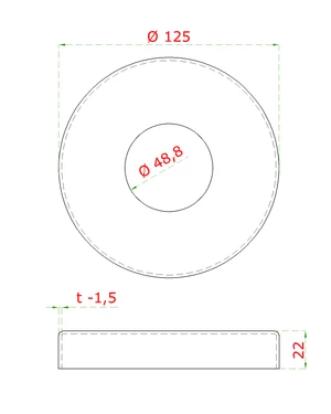 Kryt příruby na trubku ø 48,3mm, broušená nerez K320/AISI304 - slide 1