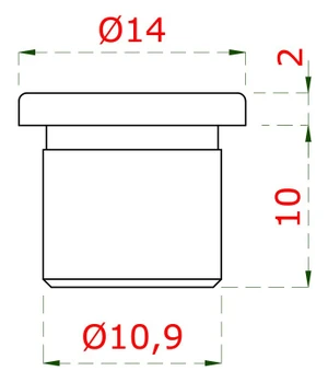 Ukončenie na trubku ø14x1.5mm, brúsená nerez AISI304 - slide 1