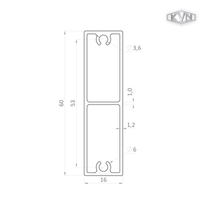 profil na výplň 60x16x6000mm, materiál EN AW-6060 T66, prírodný hliník bez povrchovej úpravy, cena za KUS - slide 1