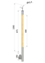 drevený stĺp, vrchné kotvenie, bez výplne, vrch nastaviteľný (ø 42mm), materiál: buk, brúsený povrch bez náteru