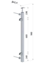 nerezový stĺp, bočné kotvenie, výplň: sklo, ľavý, vrch pevný, (40x40x2.0mm), brúsená nerez K320 /AISI304