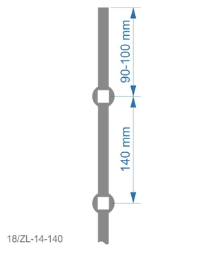 Tyč 2m opieskovaná, profil 14mm, rozteč 140mm, oko 14,5mm - slide 1