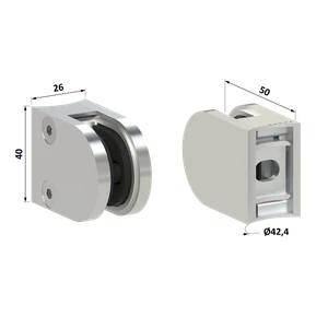 Svorka na trubku ø42.4mm, sklo 6-10.76mm, broušená AISI304 - slide 2