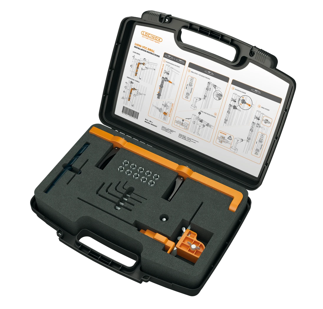 LOCINOX® LION-VTC-DRILL montážna súprava s vŕtacou šablónou pre montáž zatváračov Lion a Verticlose-2