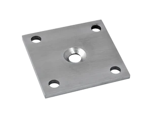 Kotevní deska (92x92x6 mm) na dřevěný sloup 40x40 mm, otvor ø 25 mm, broušená nerez K320 / AISI304 - slide 0