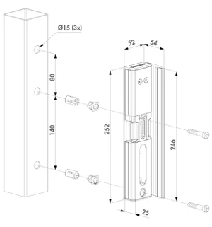 LOCINOX® MODULEC SA elektrozámek pro křídlové brány s blokaci v tahu 300 KG, pro profil 40 - 60mm, funkce FAIL OPEN - slide 1