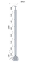 Nerezový sloup, boční kotvení rohové, 6 děrový na lanko, rohový: 90°, vrch pevný (ø 42.4x2mm), broušená nerez K320 /AISI304